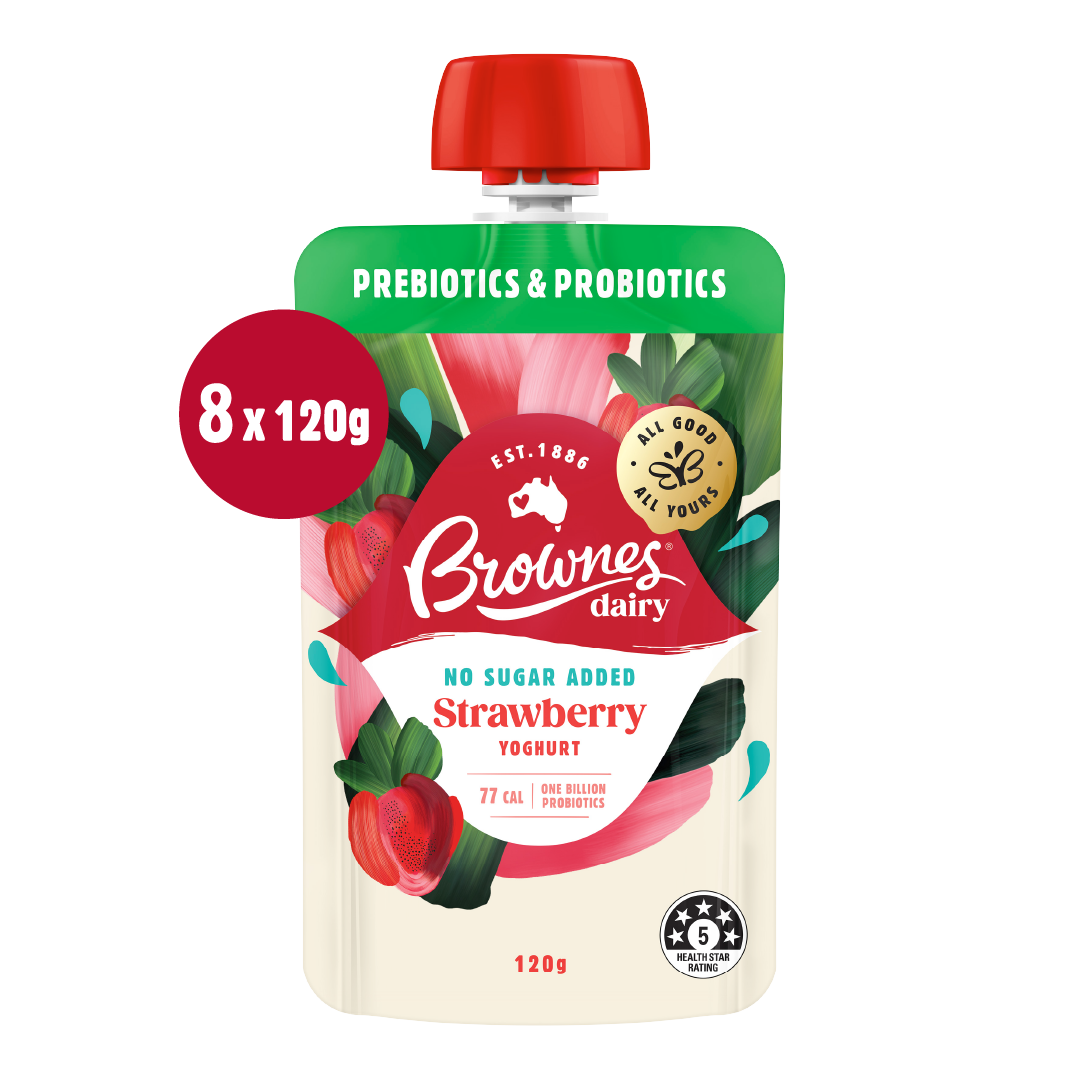 Brownes Dairy Strawberry Yoghurt 8 x 120g Pouch
