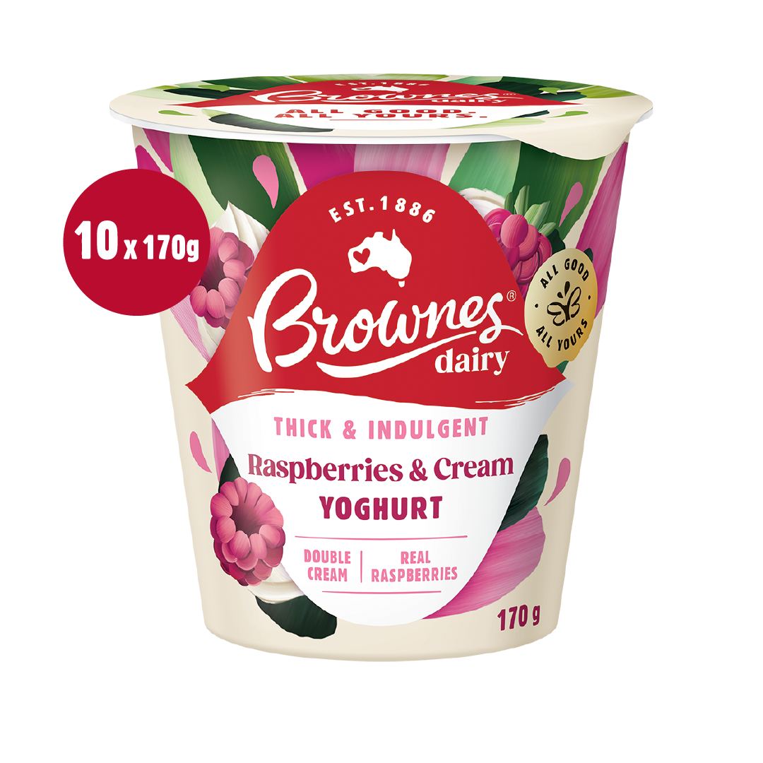 Brownes Raspberries & Cream Yoghurt 170g x 10