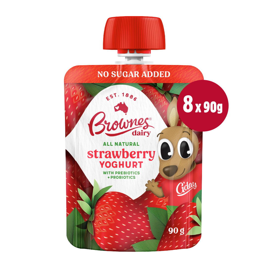Brownes Dairy Strawberry Natural Yoghurt (8 x 90g)