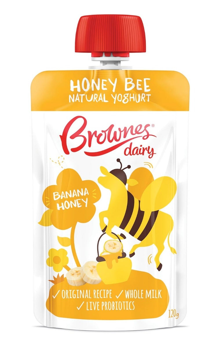 Brownes Dairy Honey Bee Banana Honey Natural Yoghurt 8 x 120g