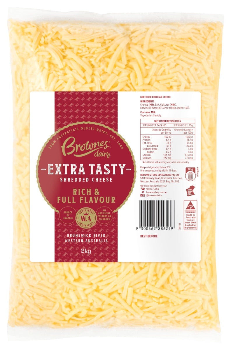 Brownes Extra Tasty Shredded Cheese 2kg