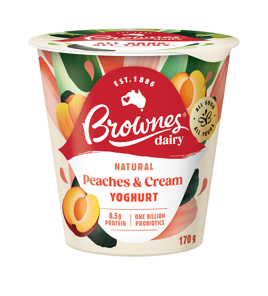 Brownes Dairy Peaches and Cream Natural Yoghurt 170g
