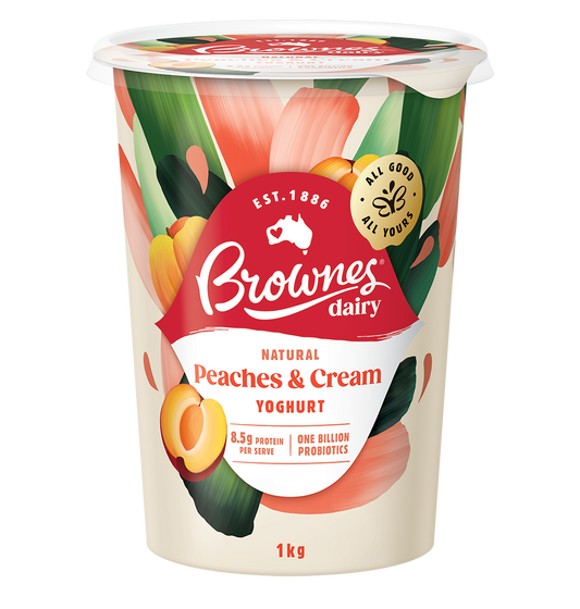 Brownes Dairy Peaches & Cream Natural Yoghurt 1Kg