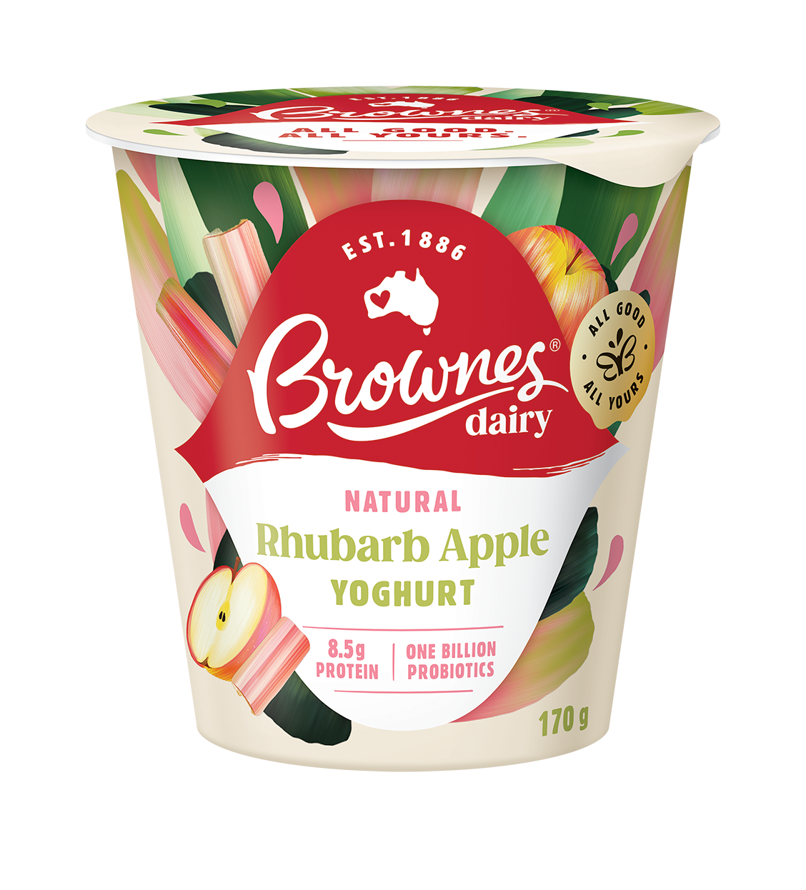 Brownes Dairy Rhubarb & Apple Natural Yoghurt 170g