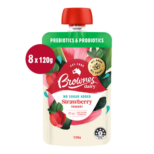 Brownes Dairy Strawberry Yoghurt 8 x 120g Pouch