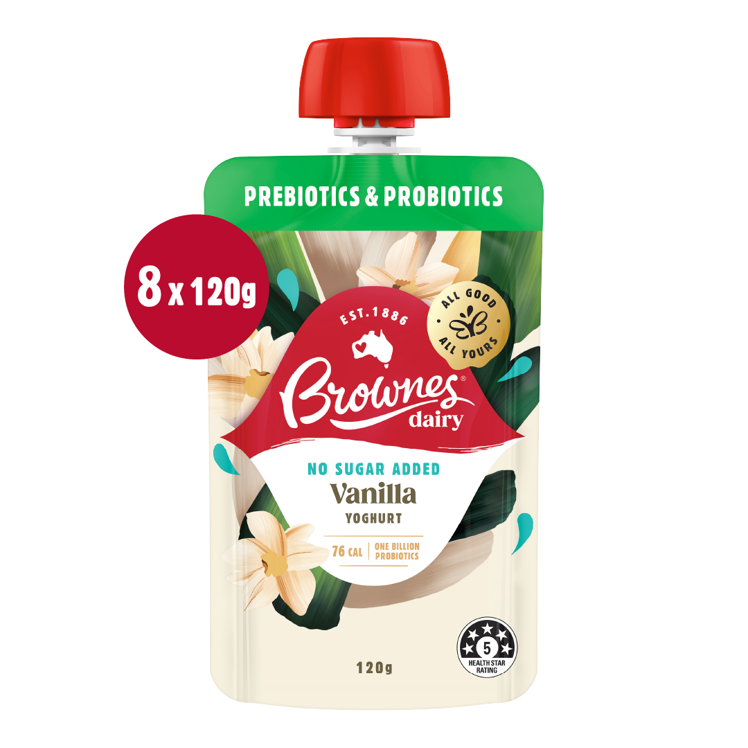 Brownes Dairy Vanilla Yoghurt 8 x 120g Pouch