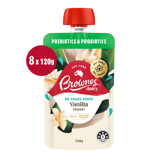 Brownes Dairy Vanilla Yoghurt 8 x 120g Pouch