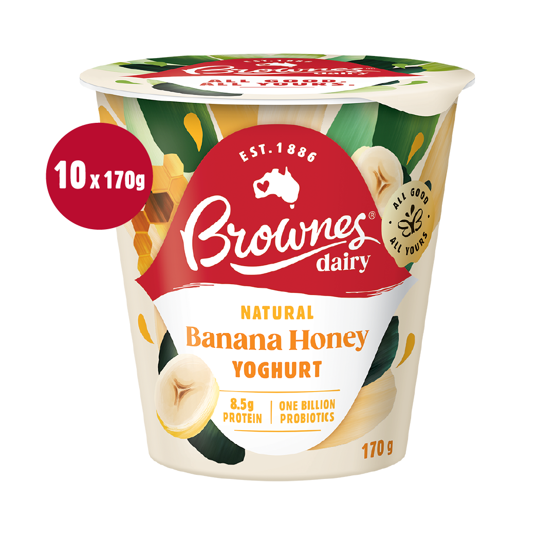 Brownes Dairy Banana Honey Natural Yoghurt 170g x 10