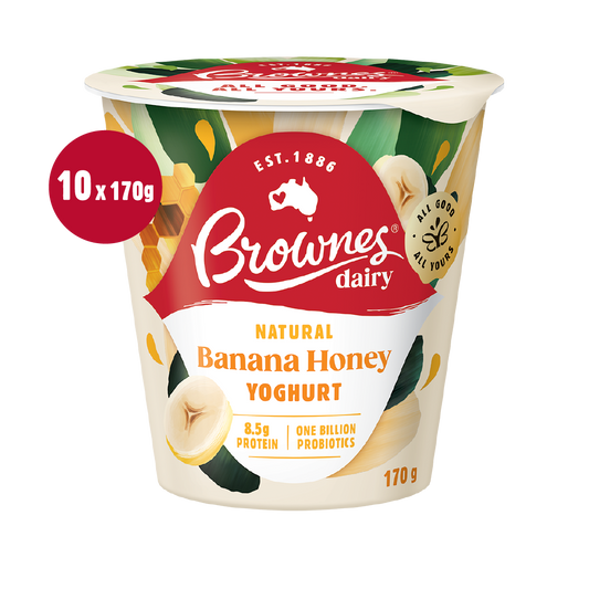 Brownes Dairy Banana Honey Natural Yoghurt 170g x 10