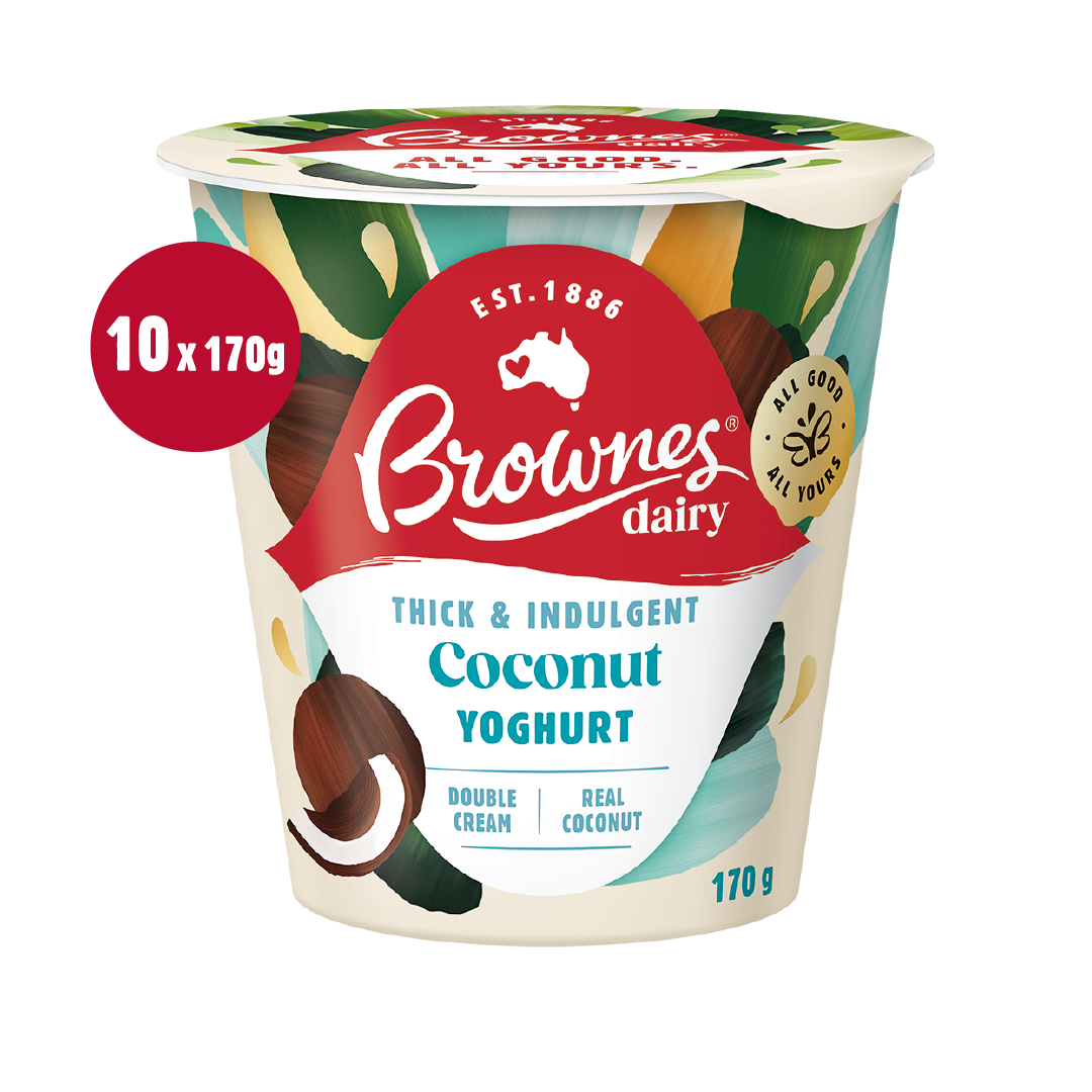 Brownes Dairy Coconut Natural Yoghurt 170g x 10