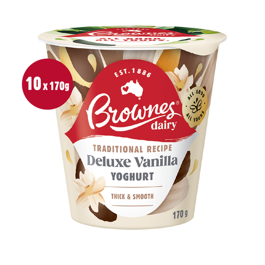 Brownes Dairy Creamy Deluxe Vanilla Yoghurt 170g x 10