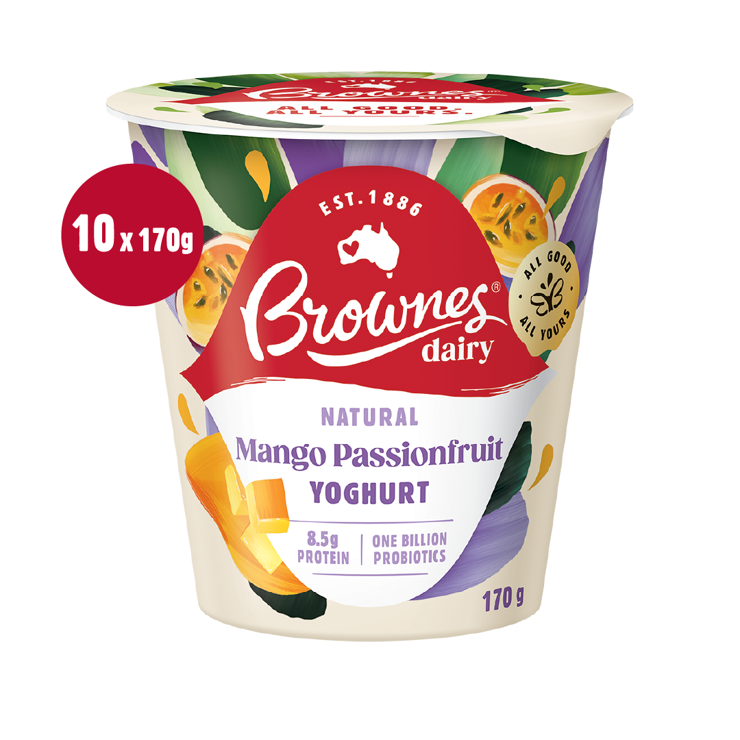 Brownes Dairy Mango Passion Natural Yoghurt 170g x 10