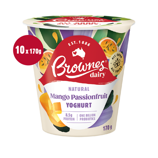 Brownes Dairy Mango Passion Natural Yoghurt 170g x 10