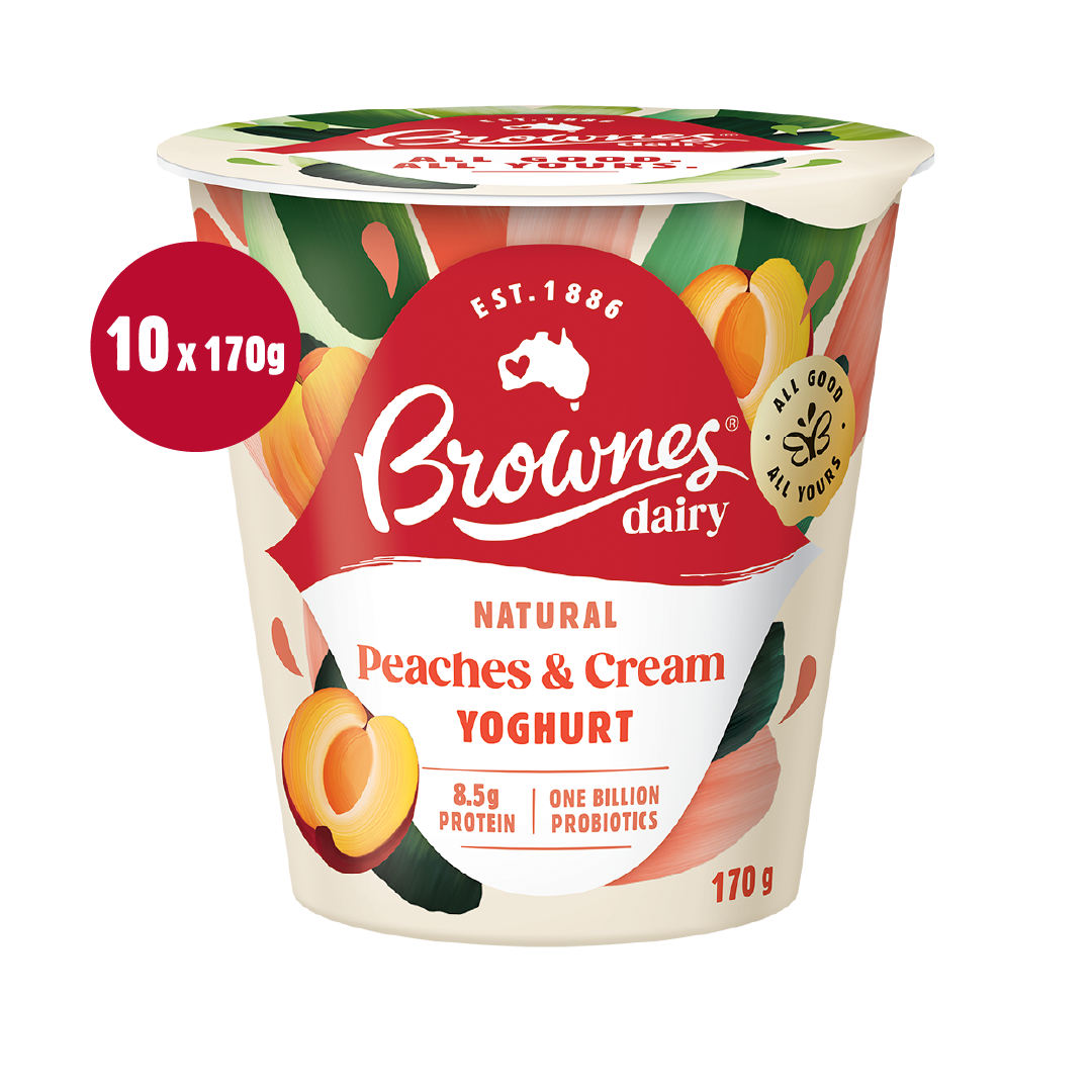 Brownes Dairy Peaches and Cream Natural Yoghurt 170g x 10