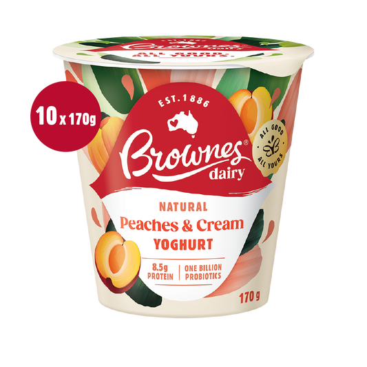 Brownes Dairy Peaches and Cream Natural Yoghurt 170g x 10
