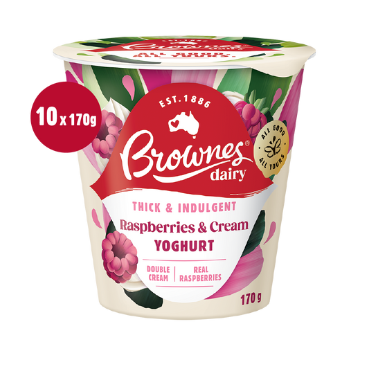 Brownes Raspberries & Cream Yoghurt 170g x 10