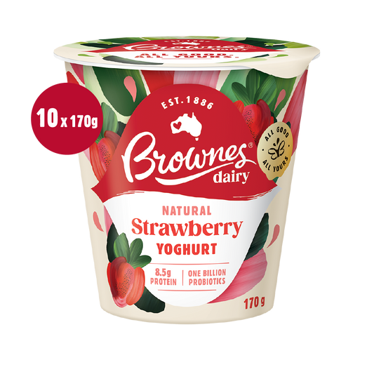 Brownes Dairy Strawberry Natural Yoghurt 170g x 10