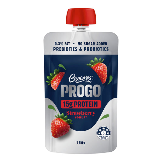 Brownes High Protein Strawberry Yoghurt Pouches 8x150g