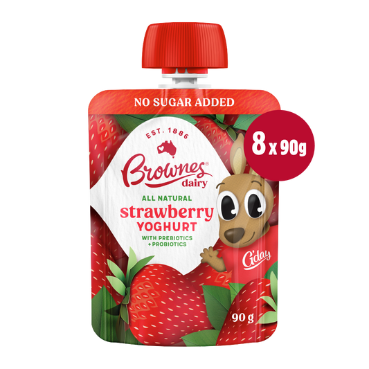Brownes Dairy Strawberry Natural Yoghurt (8 x 90g)