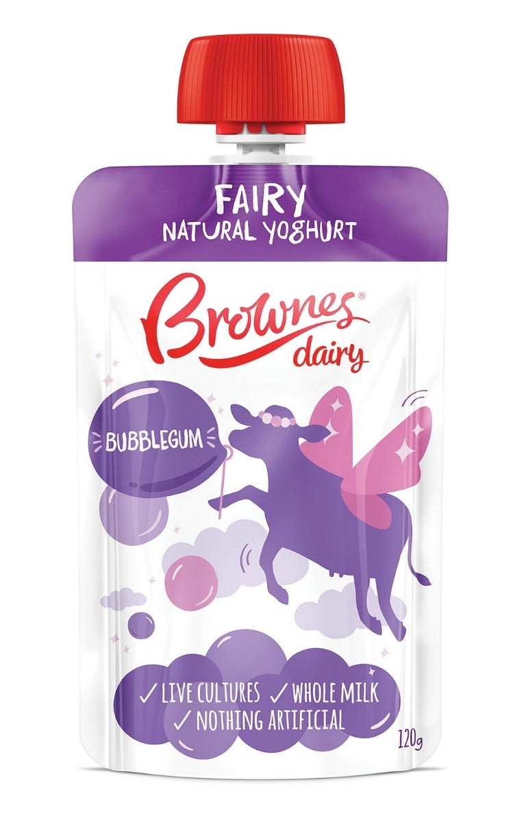 Brownes Dairy Fairy Bubblegum Natural Yoghurt 8 x 120g