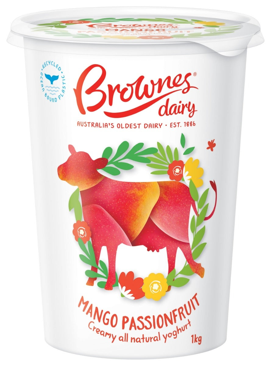Brownes Dairy Mango Passionfruit Natural Yoghurt 1Kg