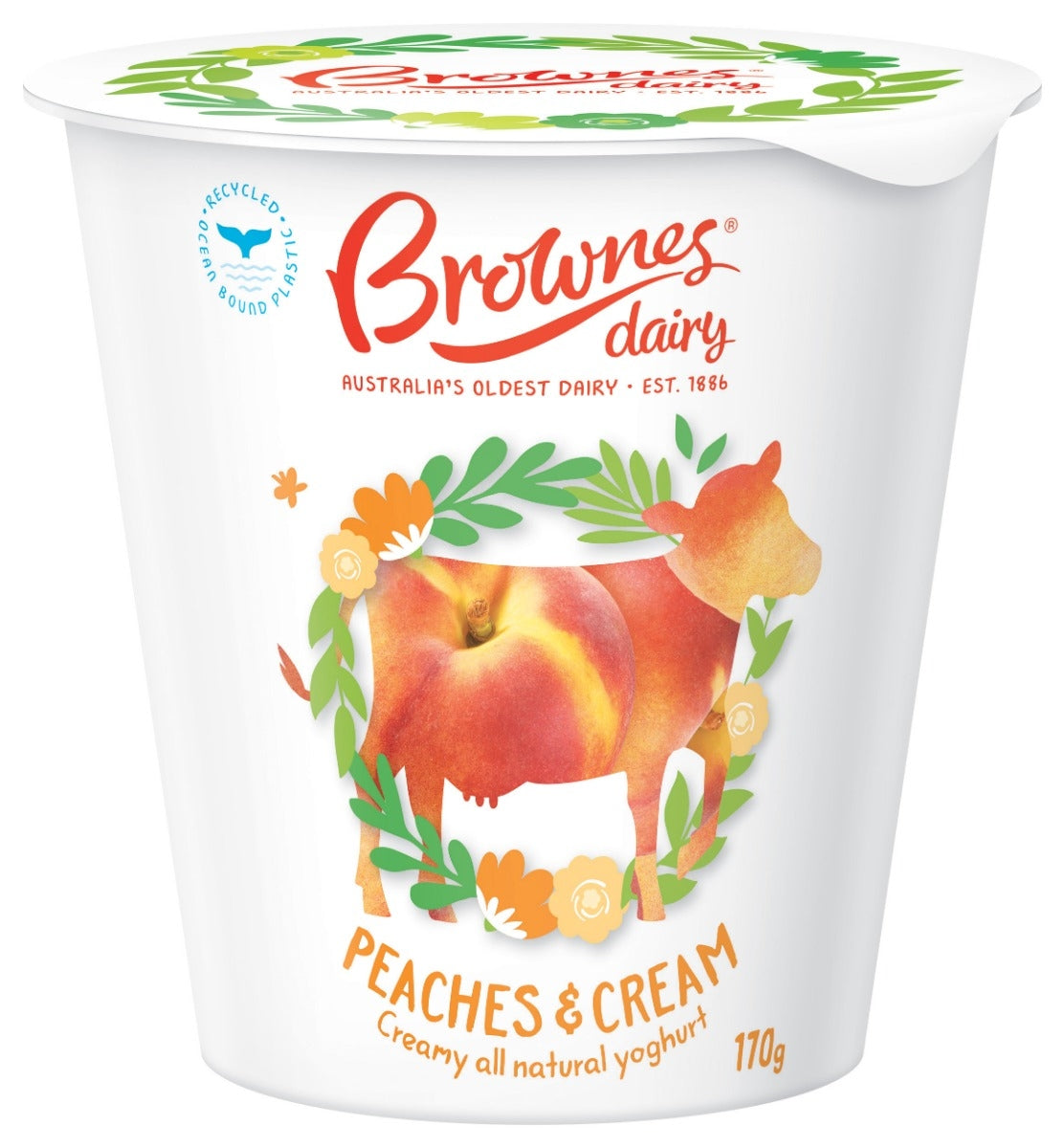 Brownes Dairy Peaches and Cream Natural Yoghurt 170g
