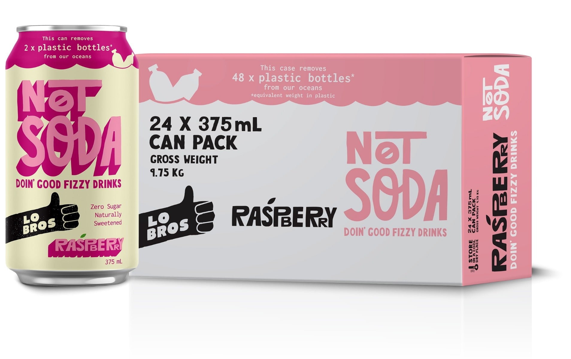 Lo Bros No Soda Raspberry (24 x 375mL)