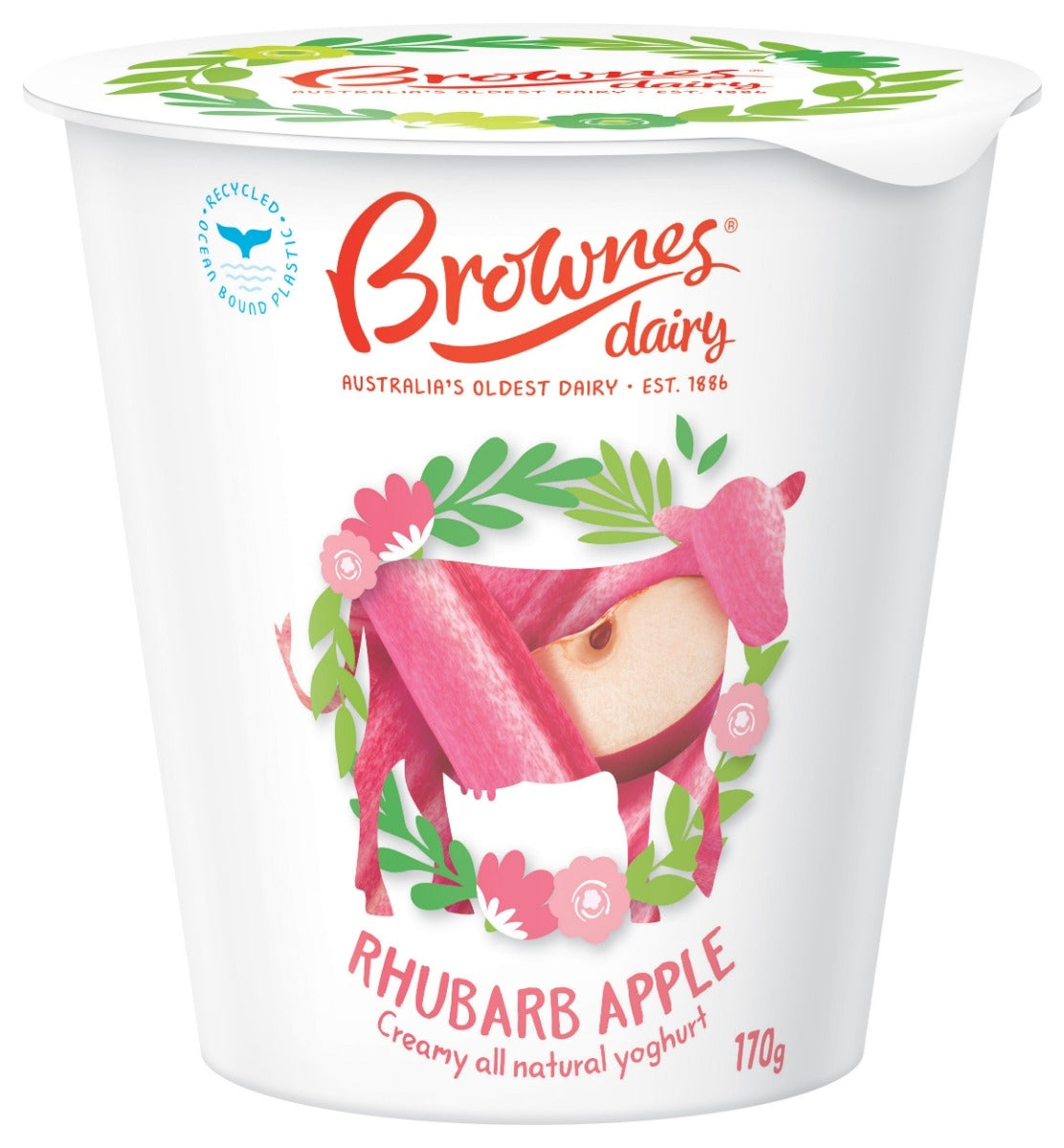 Brownes Dairy Rhubarb & Apple Natural Yoghurt 170g