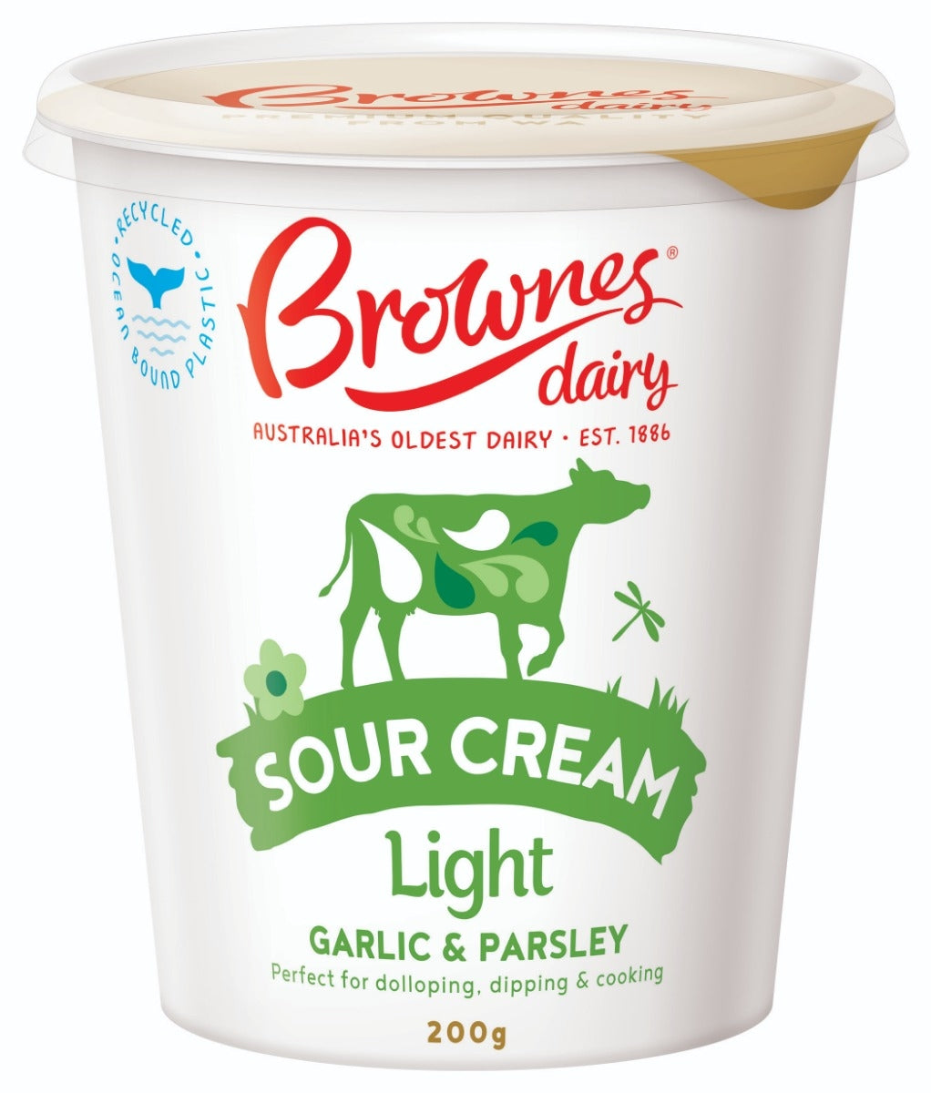 Brownes Dairy Light Garlic & Parsley Sour Cream - 200g