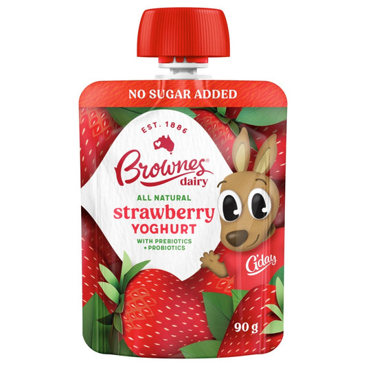 Brownes Dairy Strawberry Natural Yoghurt (8 x 90g)