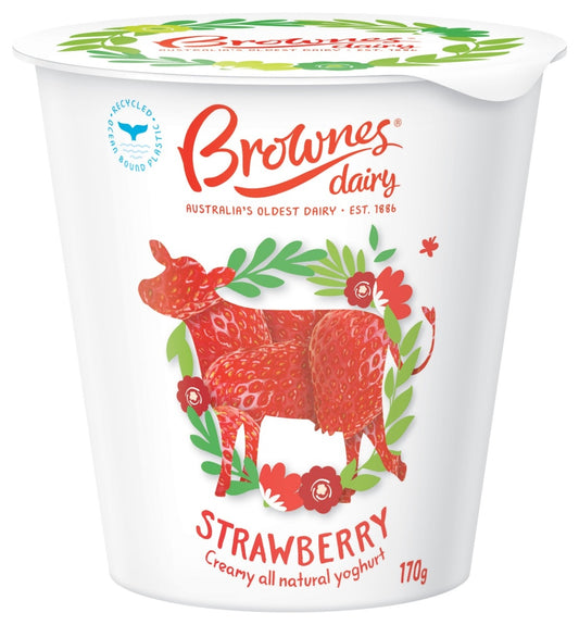 Brownes Dairy Strawberry Natural Yoghurt 170g