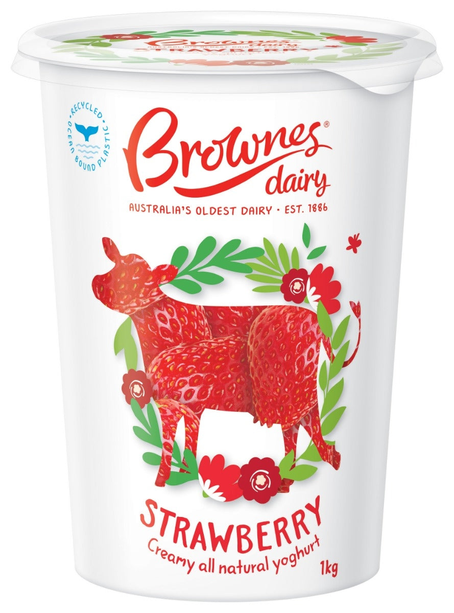 Brownes Dairy Strawberry Natural Yoghurt 1Kg