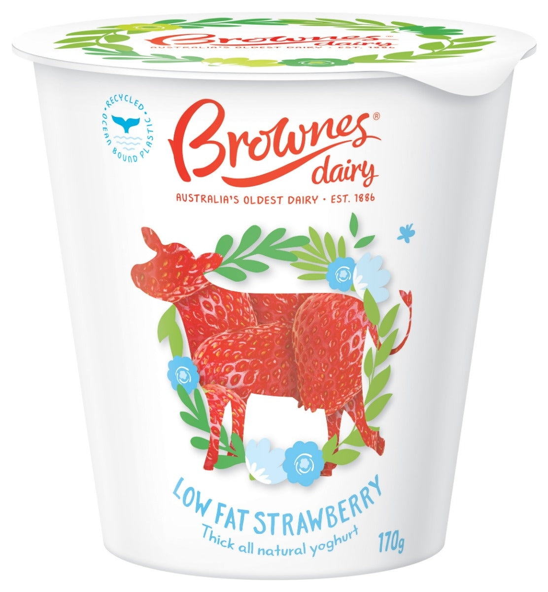 Brownes Dairy Low Fat Strawberry Natural Yoghurt 170g